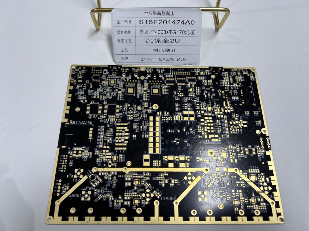 โกลด์ฟิงเจอร์ โรเจอร์ส PCB Board 16 ชั้น 100% ทดสอบไฟฟ้าผ่าน VIPPO โรเจอร์ส + FR4 ผสม