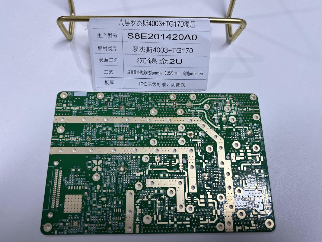 1.6mm Rogers Circuit Board 8 ชั้น R4003 + FR4 TG170 IPC3 อัมพาตผสมและ VIPPO