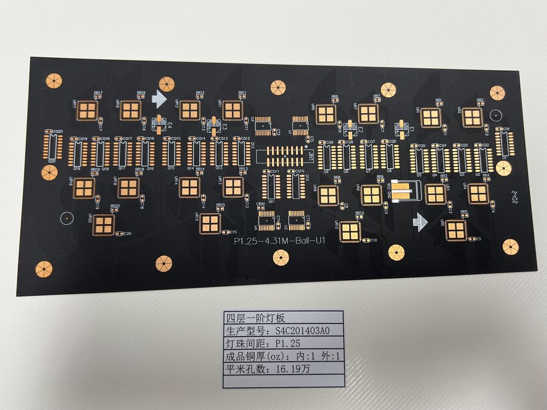 สกรีน LED P1.25 4L 1+N+1 HDI พันธมิตร PCB Board With 0.15mm ขนาดรูขั้นต่ําสําหรับการใช้งานโซเก็ตหลอดไฟ